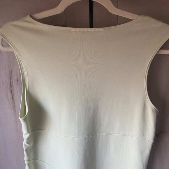 Vintage 90s Y2K Express Tricot Green Yellow Stretch Bodycon Mini Dress 9/10 - Picture 9 of 10